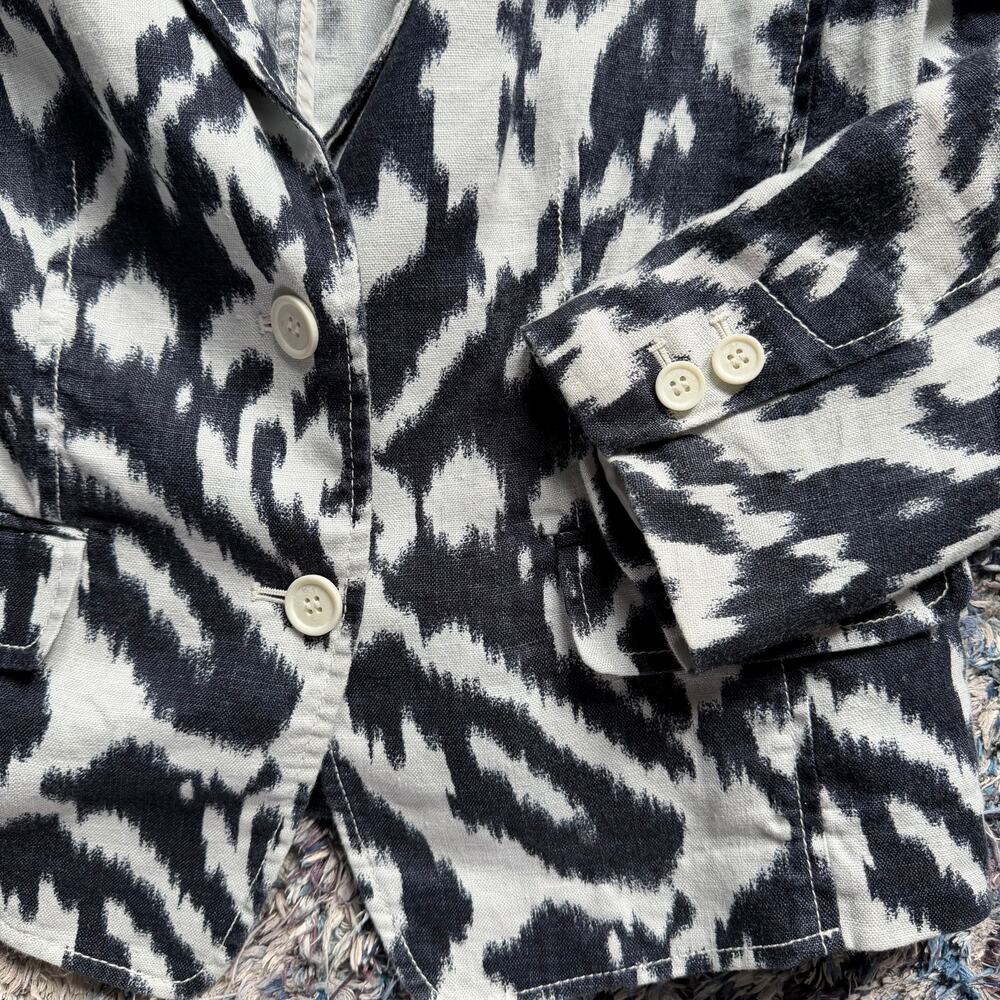 LOFT Blue White Ikat Print Blazer Size 8 Lightweight Jacket Career Casual Work - Picture 5 of 10